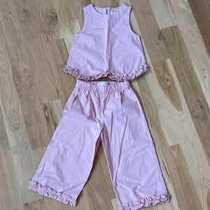 Zara Pink Ruffle Trim Sleeveless Top and Pants Set 4T
